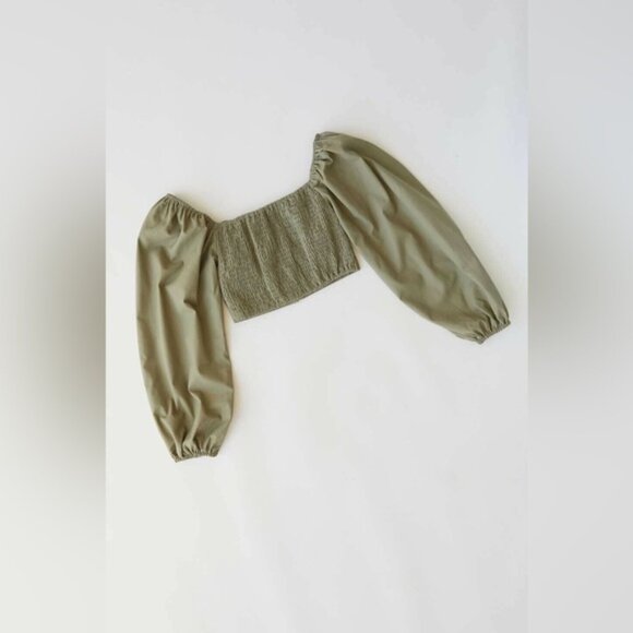 Lioness Long Sleeve Crop Blouse Women's Size Medium Black‎ Tie-Front Top Puff - Picture 12 of 12